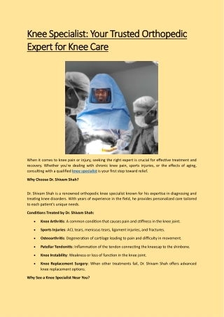 knee specialist your trusted orthopedic knee