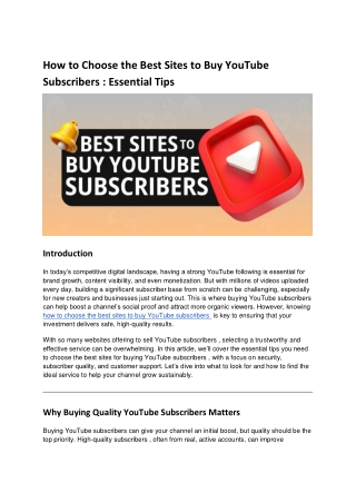 how to choose the best sites to buy youtube
