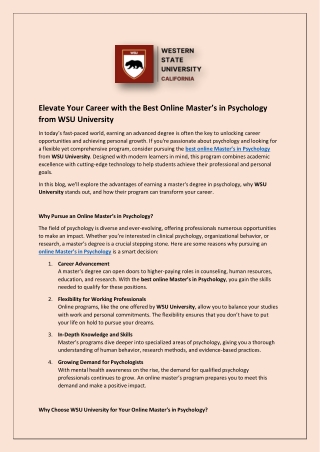 best online master's in psychology-WSU University
