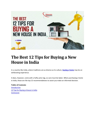 The Best 12 Tips for Buying a New House in India...