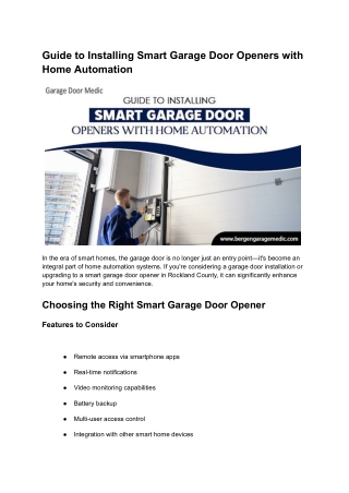 Guide to Installing Smart Garage Door Openers with Home Automation