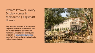 Explore Premier Luxury Display Homes in Melbourne  Englehart Homes