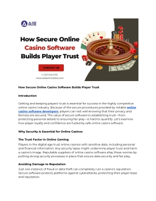 how secure online casino software builds player