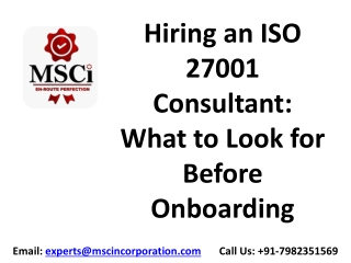 Hiring an ISO 27001 Consultant