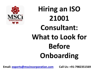 Hiring an ISO    21001 Consultant