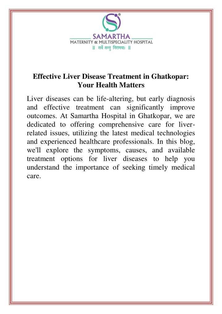 effective liver disease treatment in ghatkopar