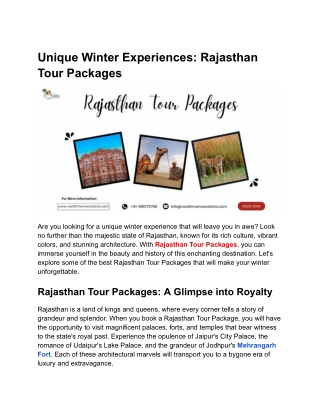 Unique Winter Experiences_ Rajasthan Tour Packages - Google Docs