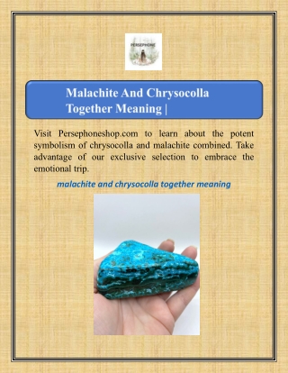 Malachite And Chrysocolla Together Meaning | Persephoneshop.com
