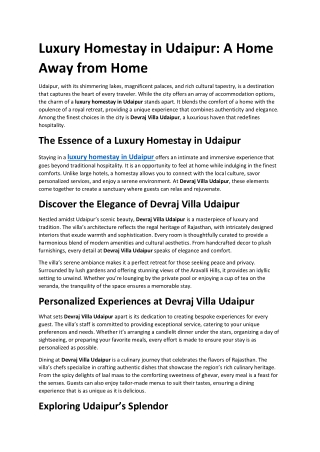 Luxury Homestay in Udaipur