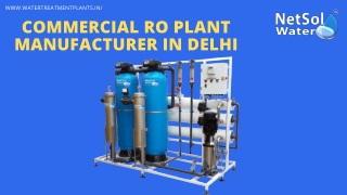 Commercial RO Plant Manufacturer in Delhi