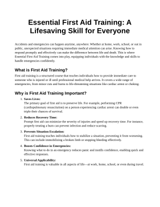 Essential First Aid Training: A Lifesaving Skill for Everyone