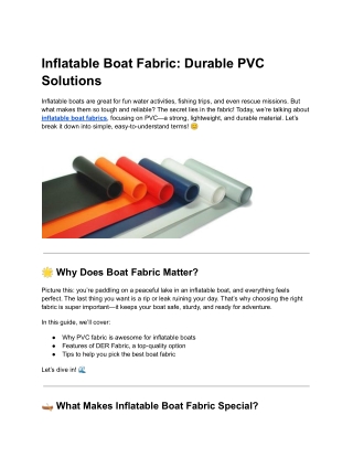 inflatable boat fabric durable pvc solutions
