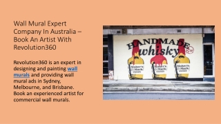 Wall Mural Expert Company In Australia – Book An Artist With Revolution360