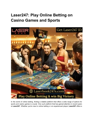 Laser247_ Play Online Betting on Casino Games and Sports