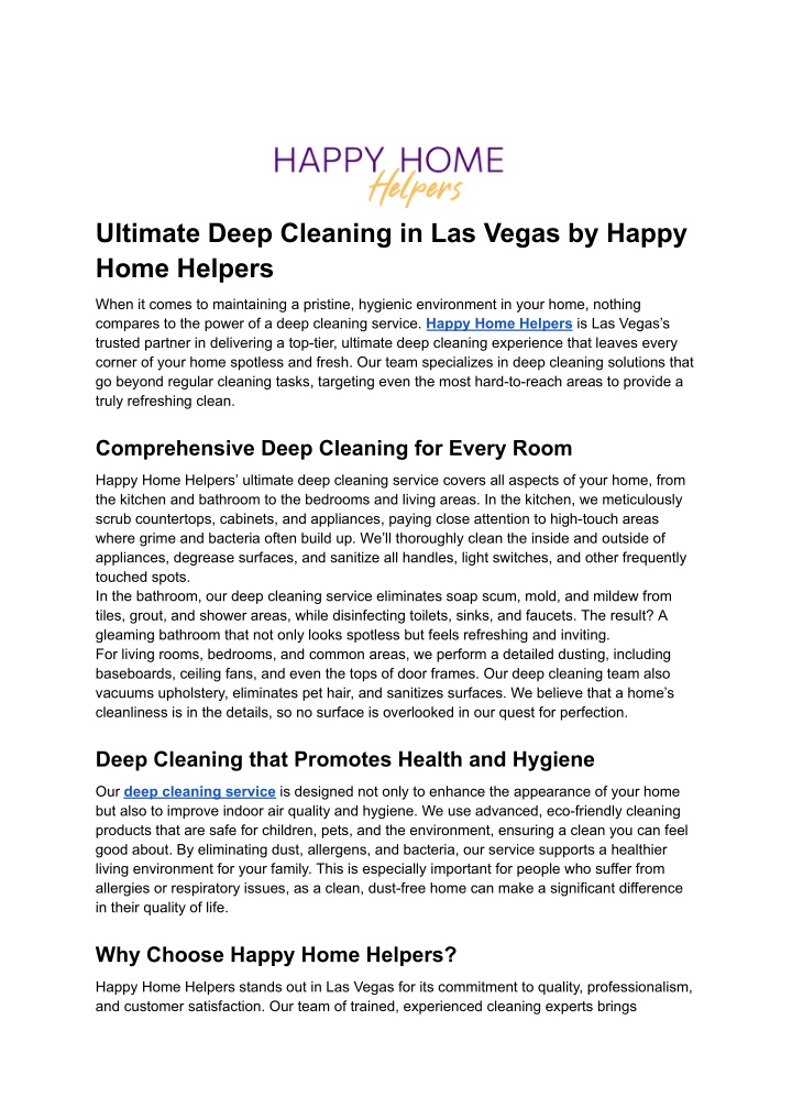 ultimate deep cleaning in las vegas by happy home