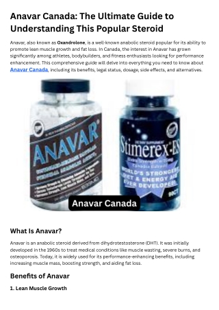 anavar canada the ultimate guide to understanding
