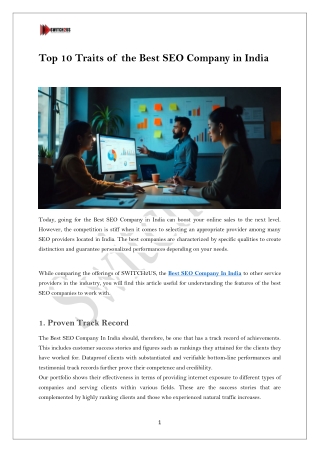 Top 10 Traits of the Best SEO Company in India