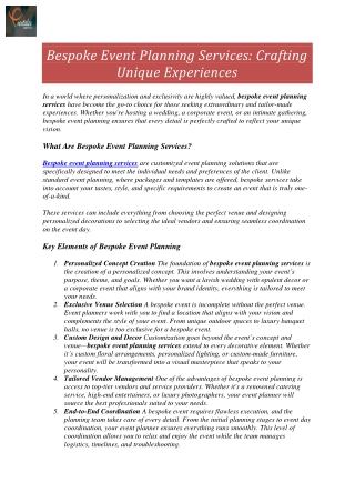 Bespoke Event Planning Services