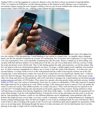 trading cfds is a bit like juggling on a unicycle