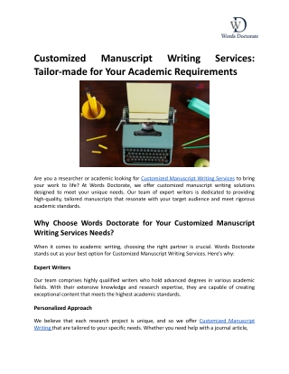 Customized Manuscript Writing Services_ Tailor-made for Your Academic Requirements