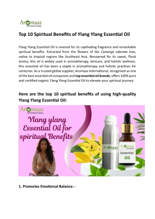 Top 10 Spiritual Benefits of Ylang Ylang Essential Oil