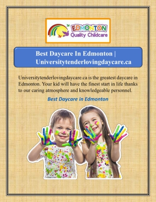 Best Daycare In Edmonton | Universitytenderlovingdaycare.ca