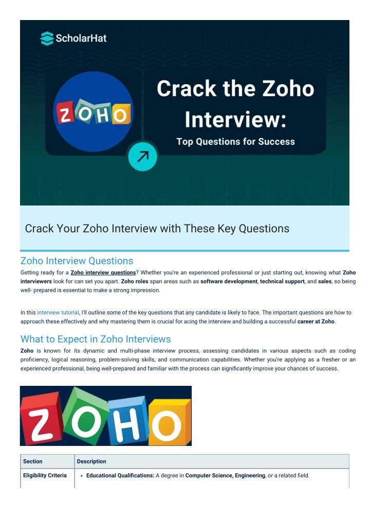 crack your zoho interview with these key questions