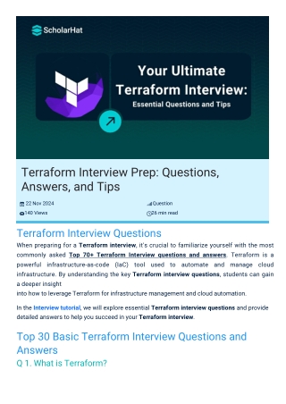 Terraform Interview Questions By Scholarhat