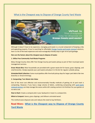 What is the Cheapest way to Dispose of Orange County Yard Waste