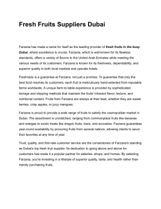 Fresh Fruits Suppliers Dubai