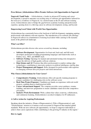 Software Jobs in Nagercoil