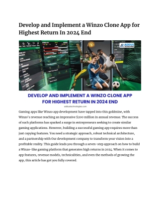 develop and implement a winzo clone