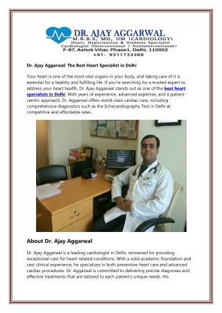 Your Heart in Expert Hands: Consult Dr. Ajay Aggarwal, the Best Cardiologist in