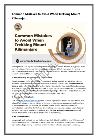 Common Mistakes to Avoid When Trekking Mount Kilimanjaro