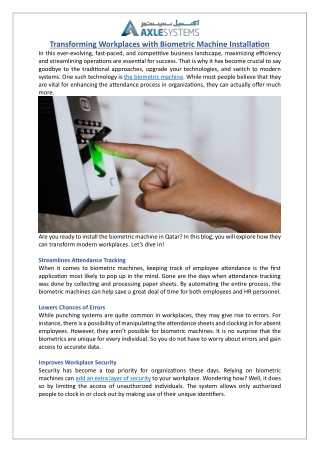 Expert Biometric Machine Installation in Qatar for Modern Workplaces