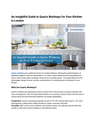 An Insightful Guide to Quartz Worktops for Your Kitchen in London