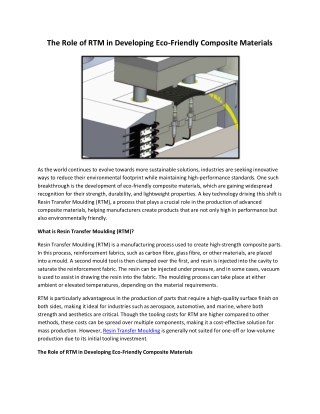 The Role of RTM in Developing Eco-Friendly Composite Materials