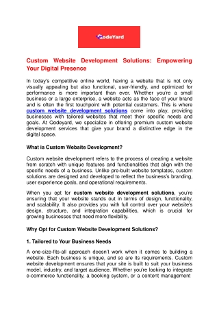 Custom Website Development Solutions