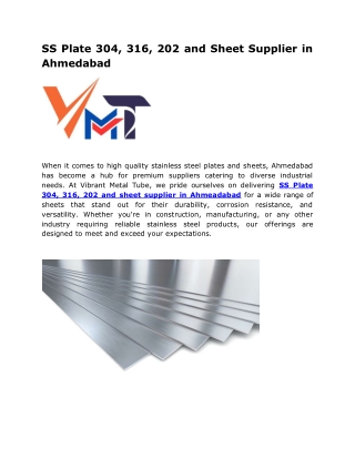SS Plate 304, 316, 202 and Sheet Supplier in Ahmedabad