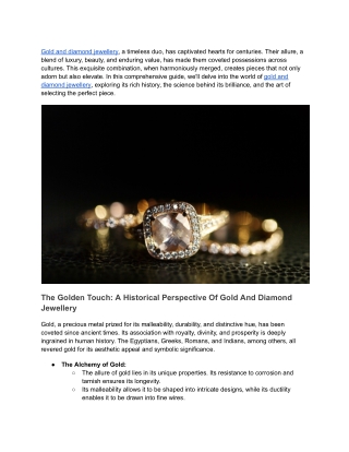 Crafting a Timeless Elegance With Gold and Diamond Jewellery
