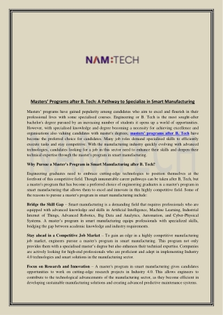 masters programs after b tech a pathway