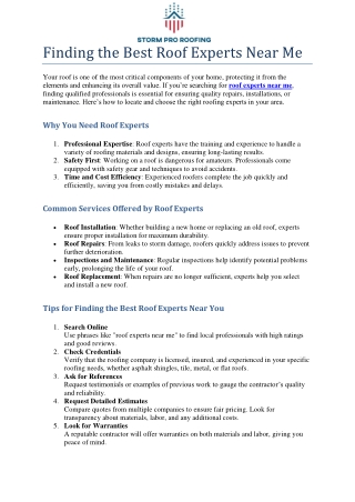Finding the Best Roof Experts Near Me