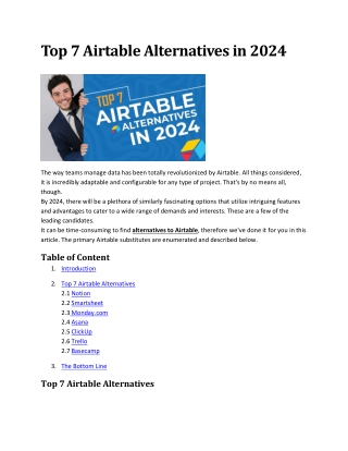 Top 7 Airtable Alternatives in 2024