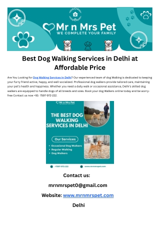 Best Dog Walking Services in Delhi at Affordable Price