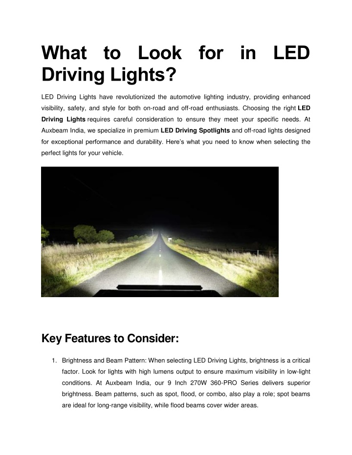 what to look for in led driving lights