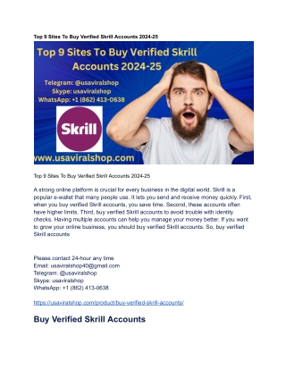 Top 9 Sites To Buy Verified Skrill Accounts