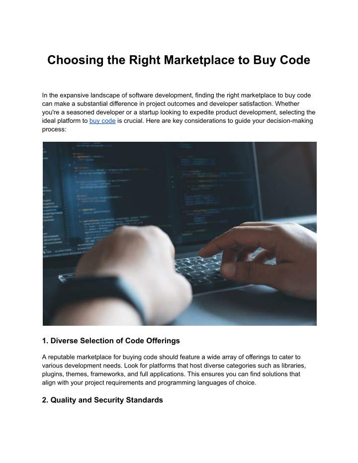 choosing the right marketplace to buy code