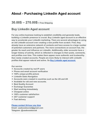 About - Purchasing Linkedin Aged account