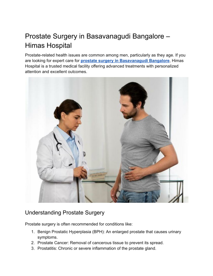 prostate surgery in basavanagudi bangalore himas