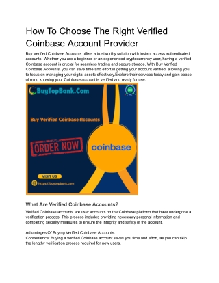 How To Choose The Right Verified Coinbase Account Provider